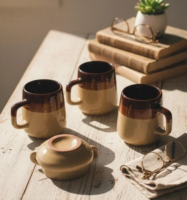 Lot of 5 coffee cups in gré - vintage – photo 4